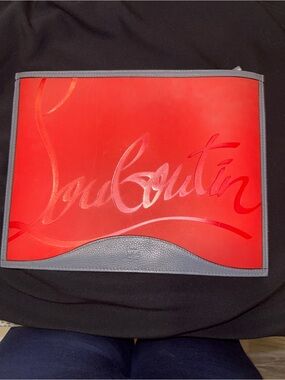 Christian Louboutin Red and Gray Leather Pouch